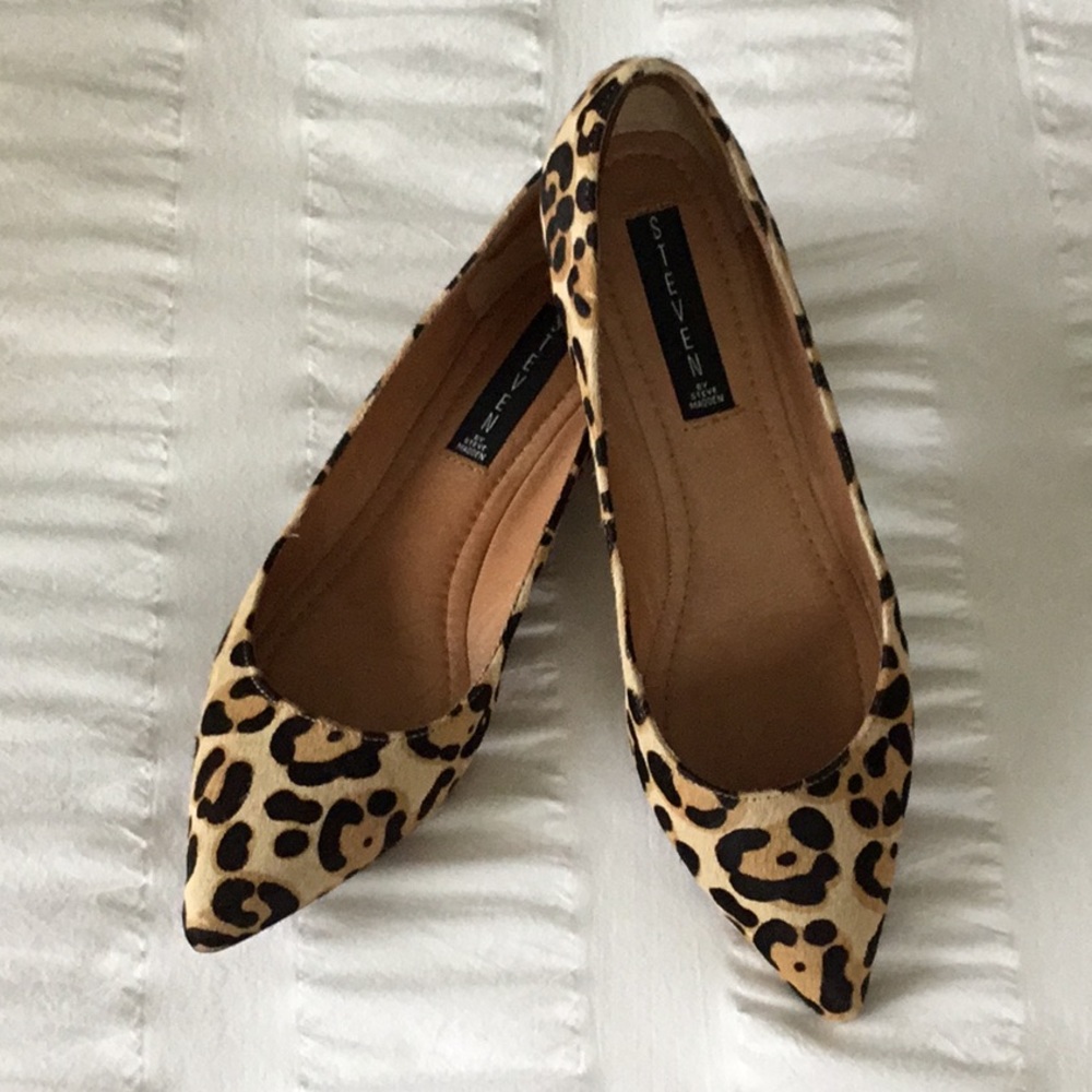 Leopard Print Real Fur Leather Upper 1” Wedge